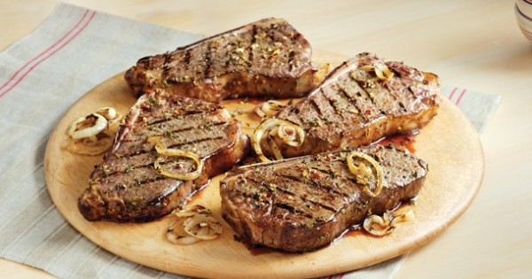 Grilled Bone-In New York Steaks