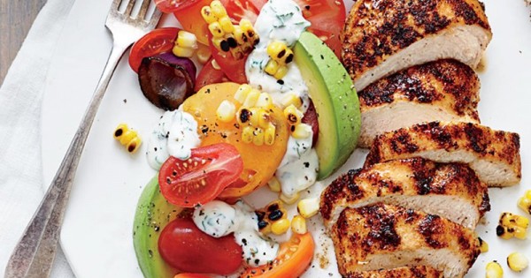 Grilled Chicken with Tomato-Avocado Salad