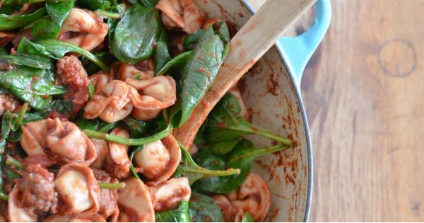 One Pot Spinach and Sausage Tortellini
