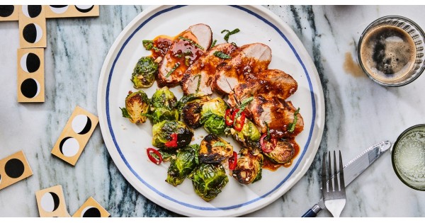 Chile-Marinated Pork with Vietnamese Brussels Sprouts