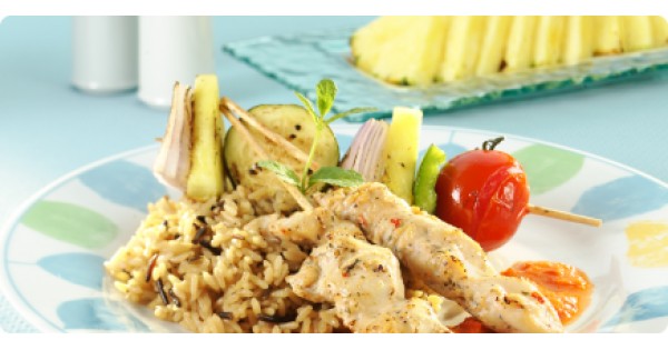 Chicken Brochette and Vegetables Duo with Pineapple