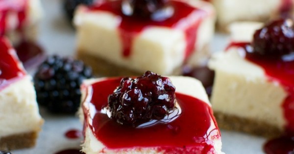 Cheesecake Bars with Blackberry Sauce