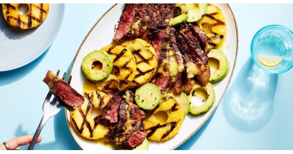 3-Ingredient Grilled Steak, Pineapple, and Avocado Salad