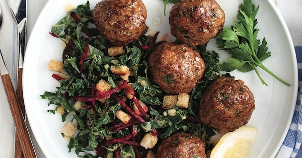 Nordic meatballs with beet and kale salad