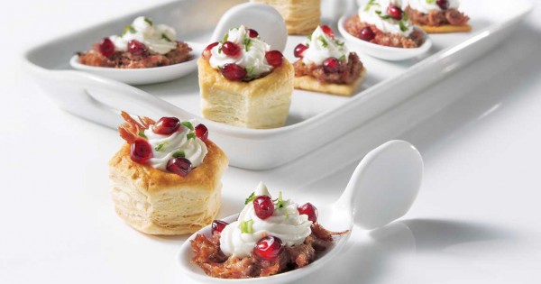 Goat cheese and pomegranate bites