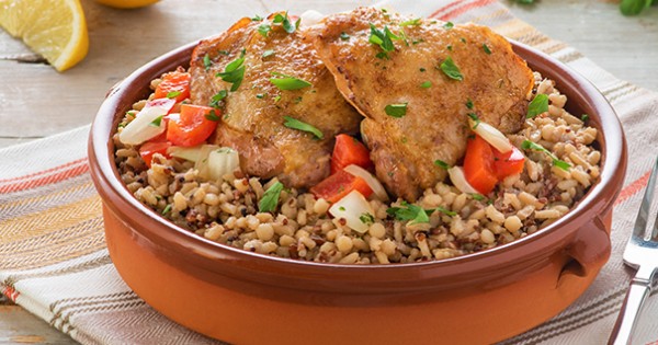 Chicken & Spanish Peppers with Savory Quinoa Pilaf