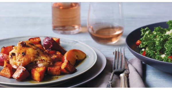 Chile Jam Chicken With Caramelized Sweet Potatoes and Peaches